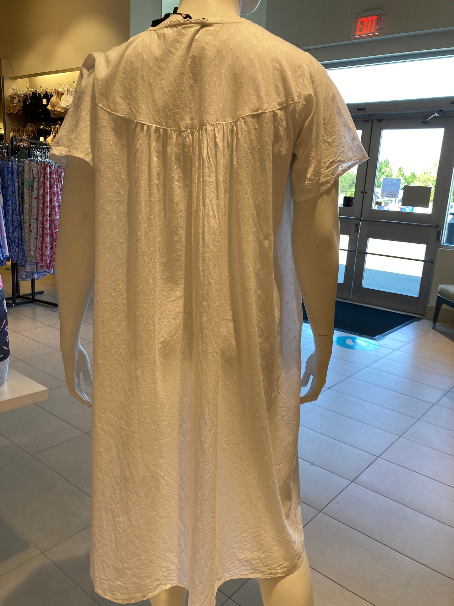 100% Cotton Short Sleeve Swiss Dot 46" Nightgown 4270 - White