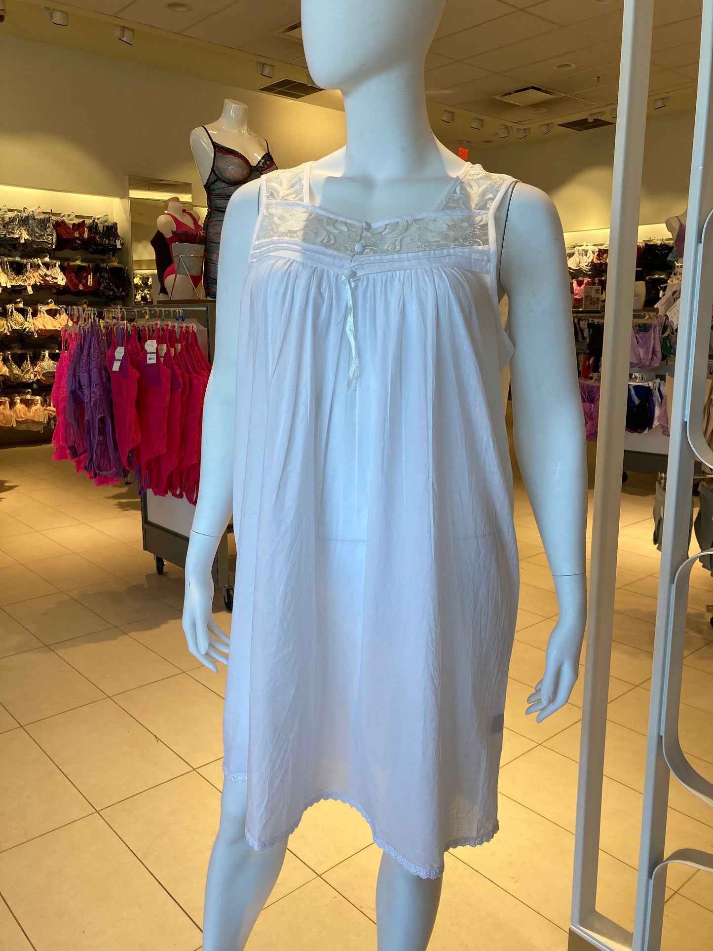100% Cotton Sleeveless 40" Nightgown 4603 - White