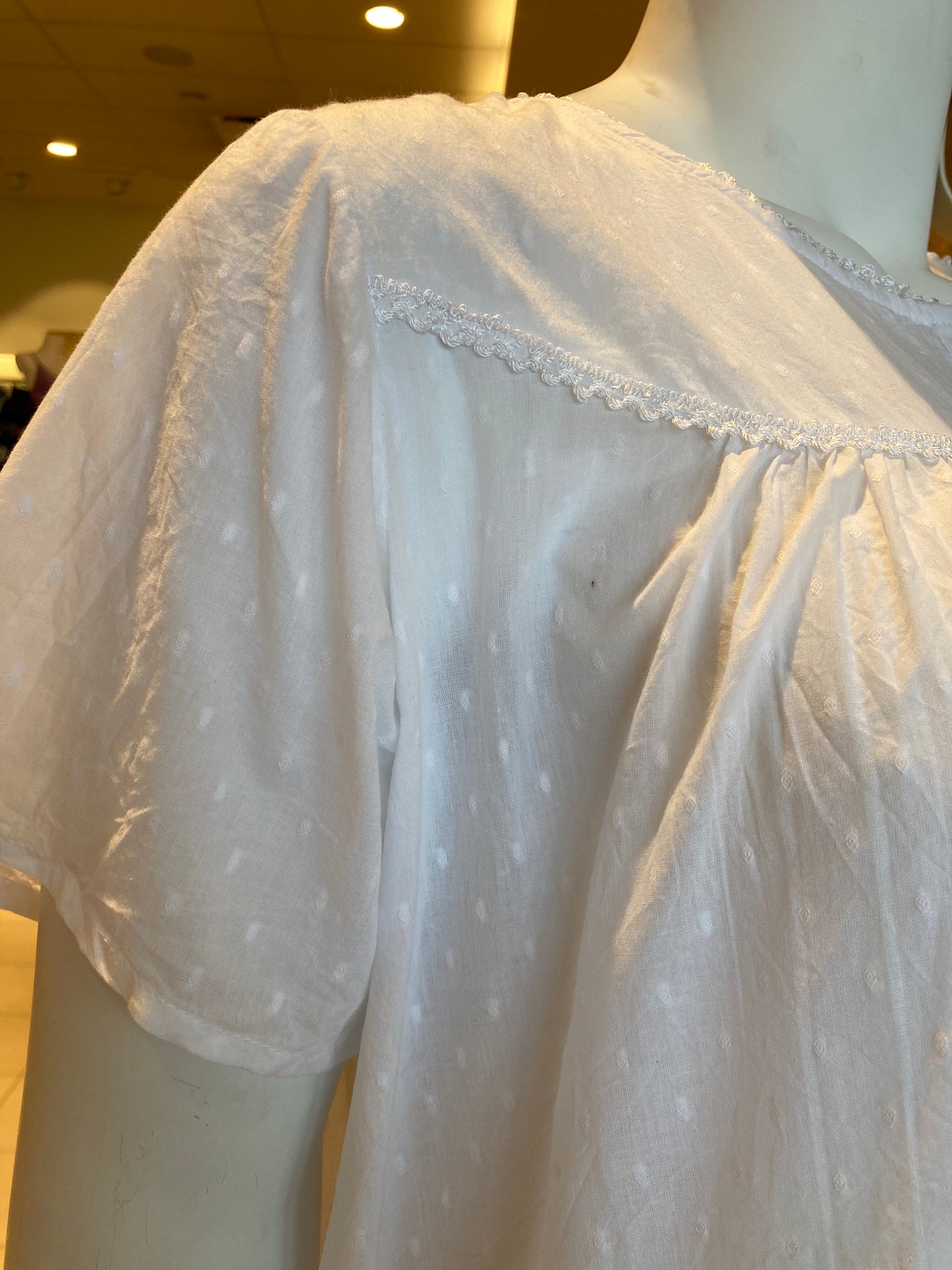 100% Cotton Short Sleeve Swiss Dot 46" Nightgown 4270 - White