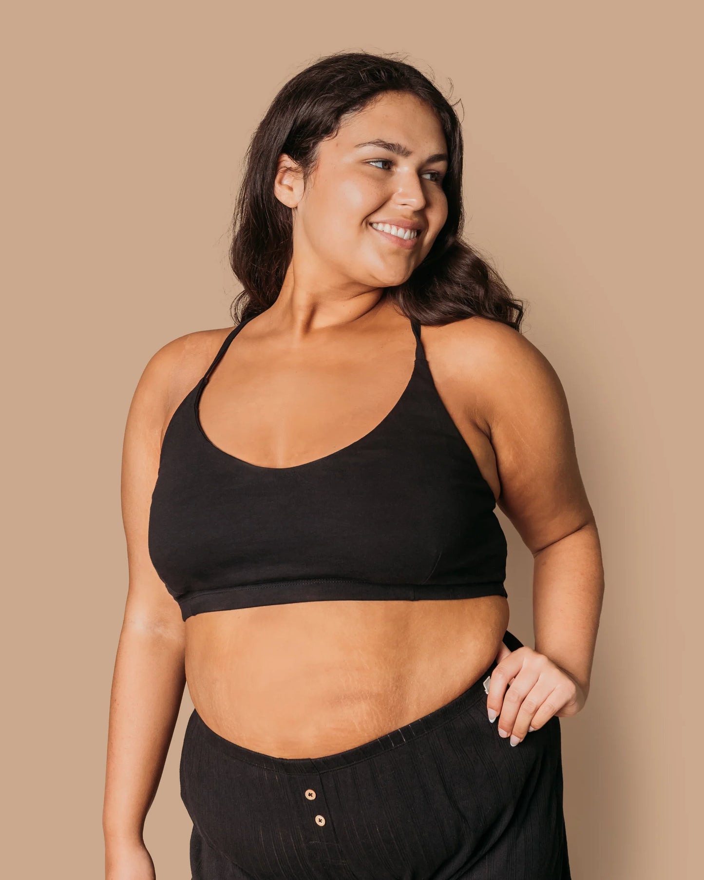 Women's Criss-Cross Bralette 100% Organic Cotton - Black