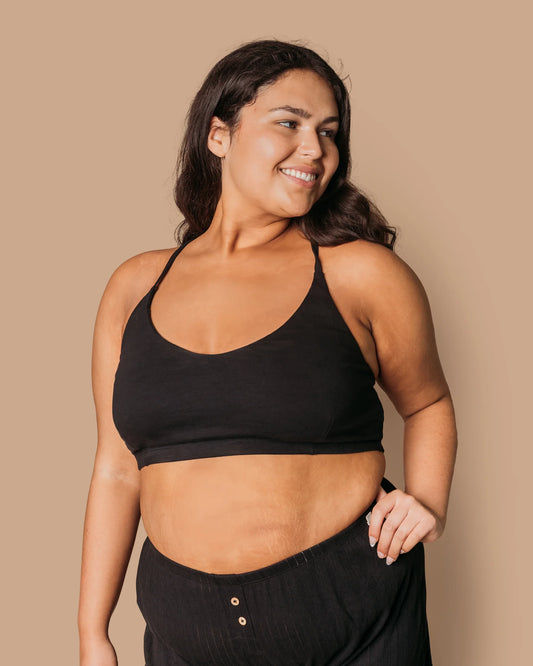 Women's Criss-Cross Bralette 100% Organic Cotton - Black