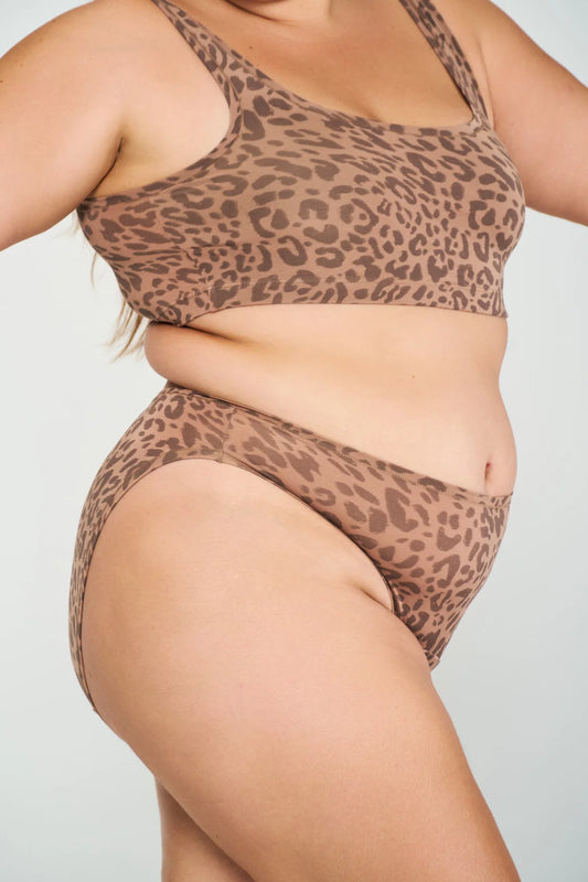 High Rise Bikini (SC) Panty - Tan Leopard