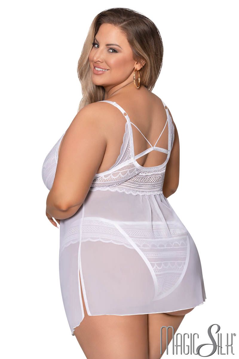 Sheer Mesh Babydoll MSM291 - White