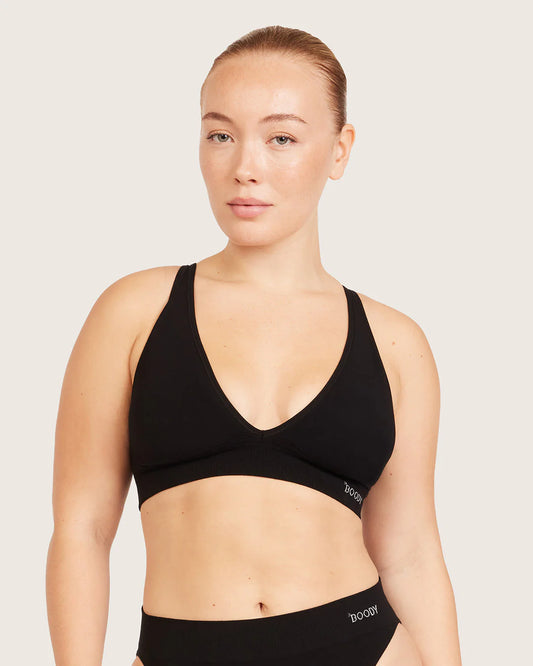 Wireless Bamboo Plunge T-shirt Bra (B-D) WPBF - Black