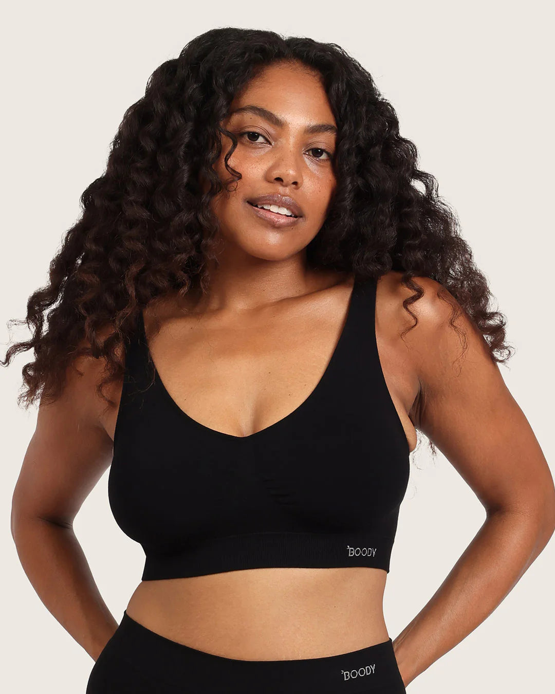 Wireless Bamboo T-shirt Crop Bra with Pads (B-D) BR B78000 - Black