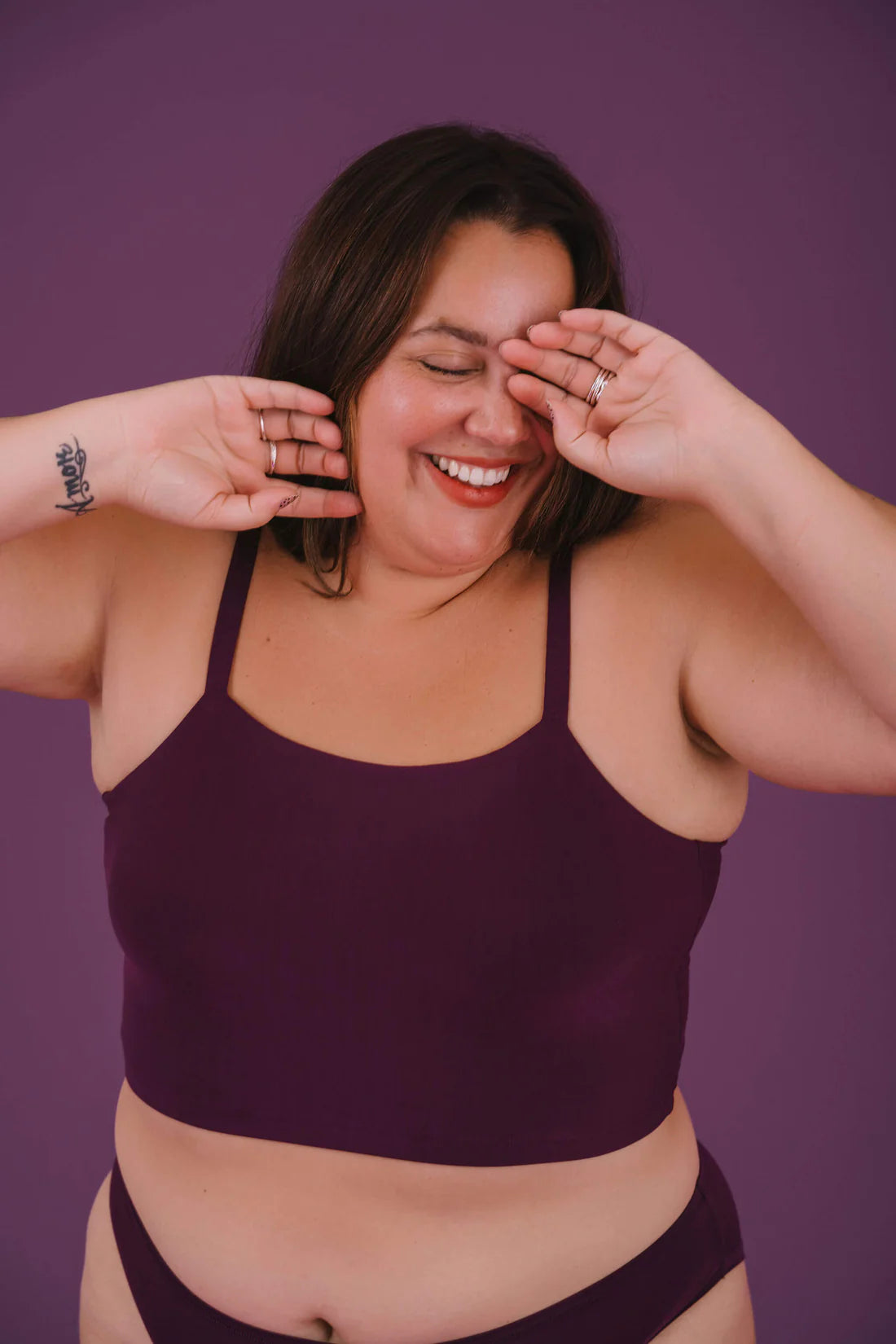 Wireless Tata (SC) Crop Cami - Plum