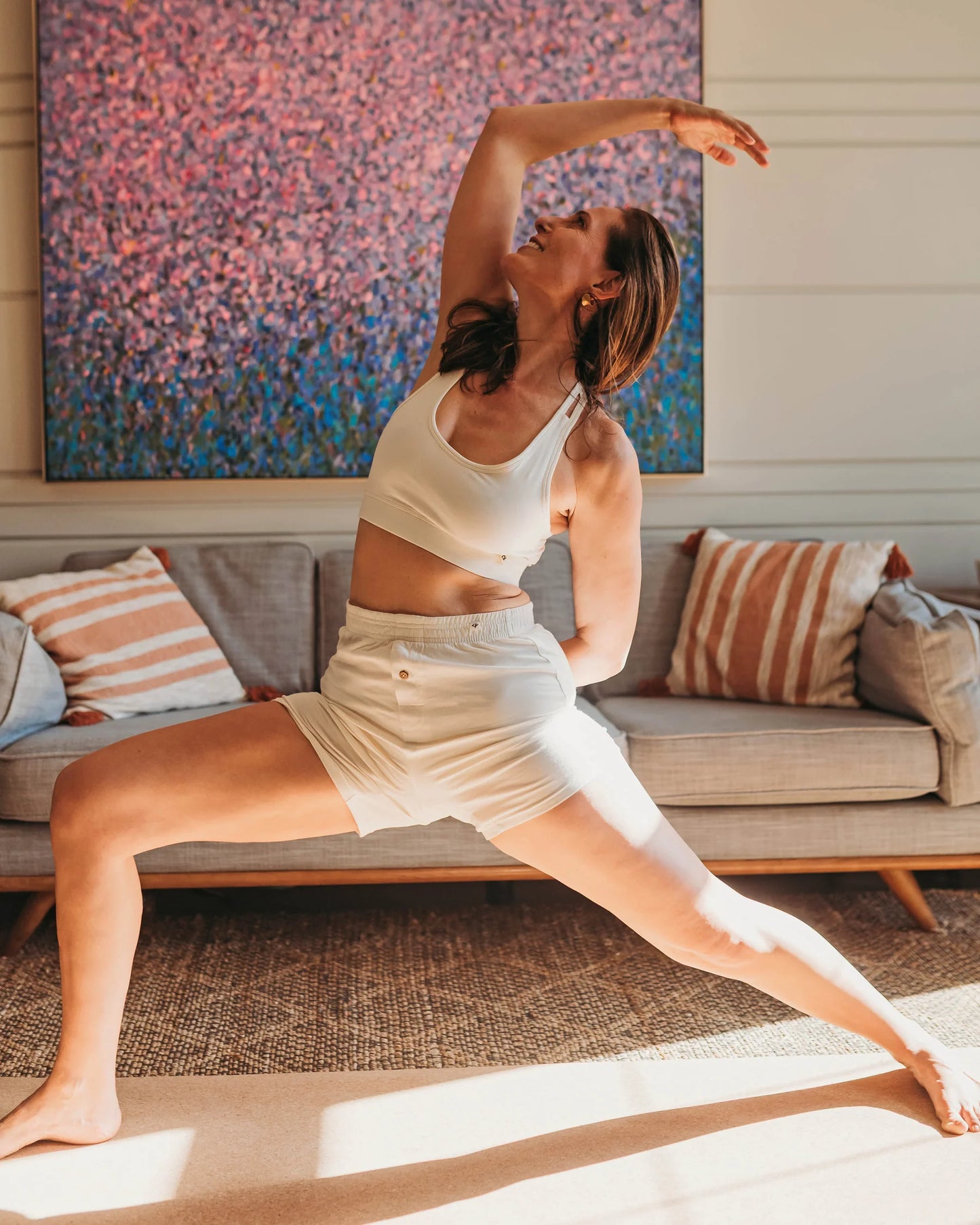 Racerback Wireless Sport Bra 95% Organic Cotton - Natural