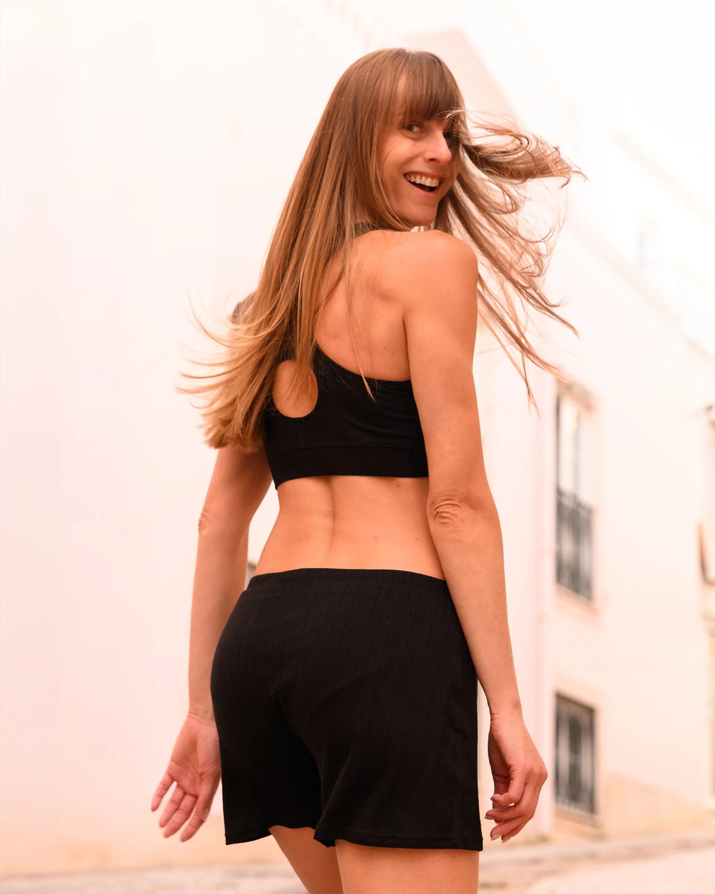 Women's Pointelle Boxers 100% Organic Cotton - Black