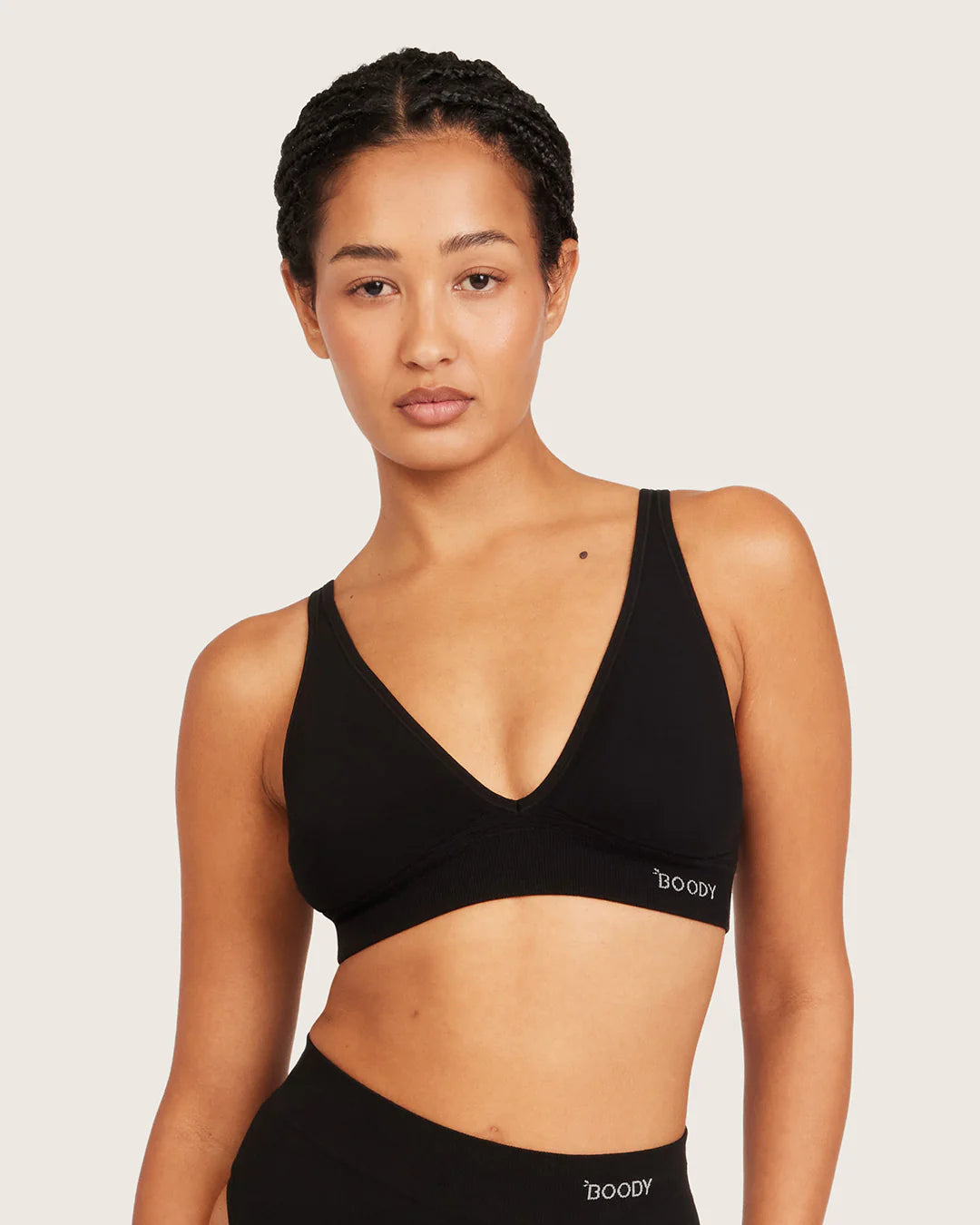 Wireless Bamboo Plunge T-shirt Bra (B-D) WPBF - Black
