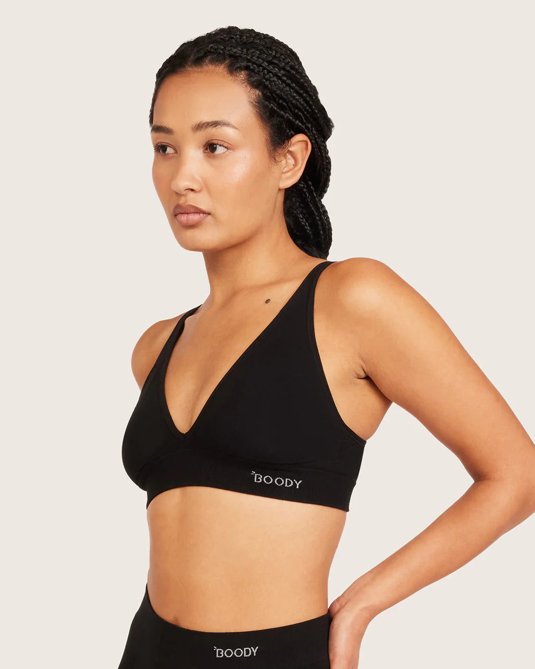 Wireless Bamboo Plunge T-shirt Bra (B-D) WPBF - Black