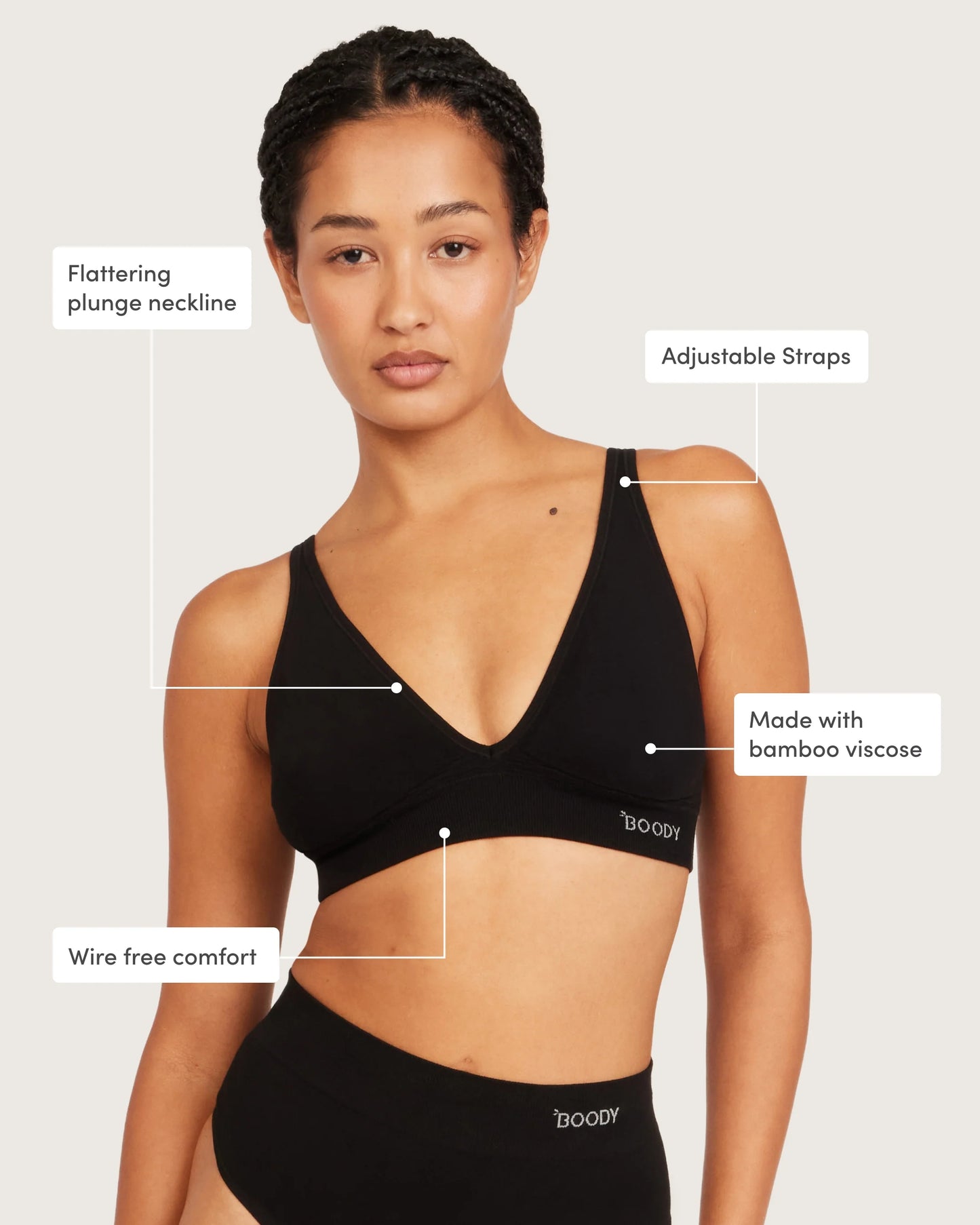 Wireless Bamboo Plunge T-shirt Bra (B-D) WPBF - Black