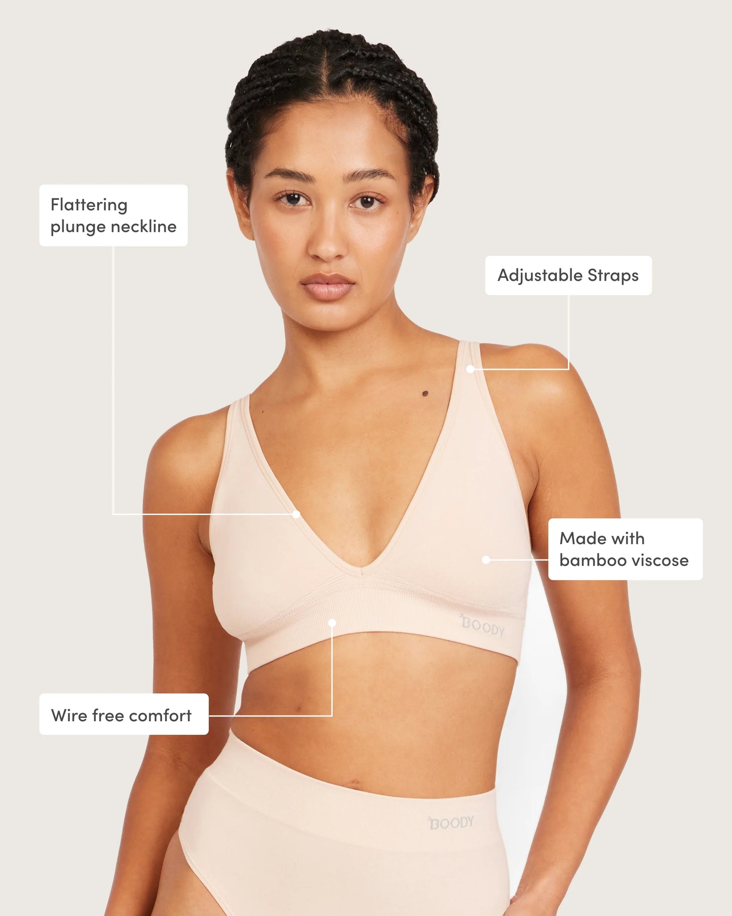 Wireless Bamboo Plunge T-shirt Bra (B-D) WPBF - Shell