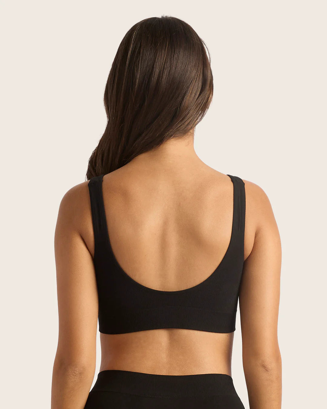 Wireless Bamboo T-shirt Crop Bra with Pads (B-D) BR B78000 - Black