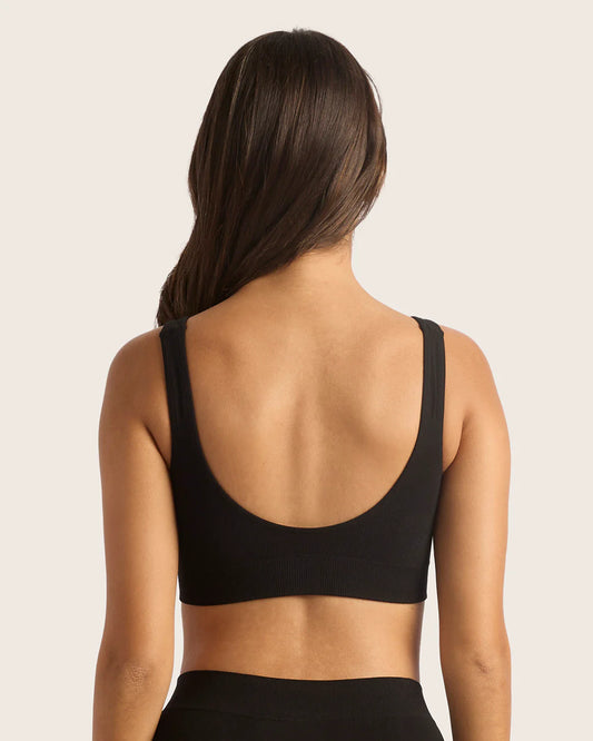 Wireless Bamboo T-shirt Crop Bra with Pads (B-D) BP B78000 - Black
