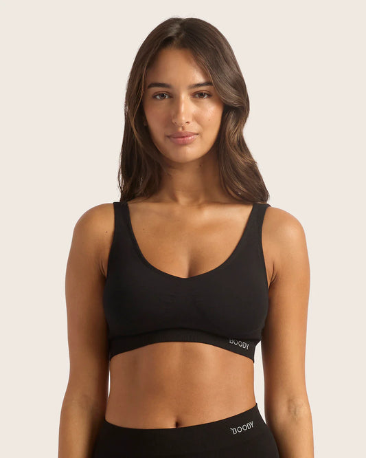 Wireless Bamboo T-shirt Crop Bra with Pads (B-D) BP B78000 - Black