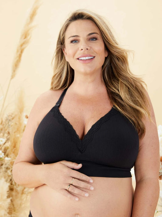 Tutti Frutti Wireless Padded Racerback T-shirt Nursing Bra 1053 - Black