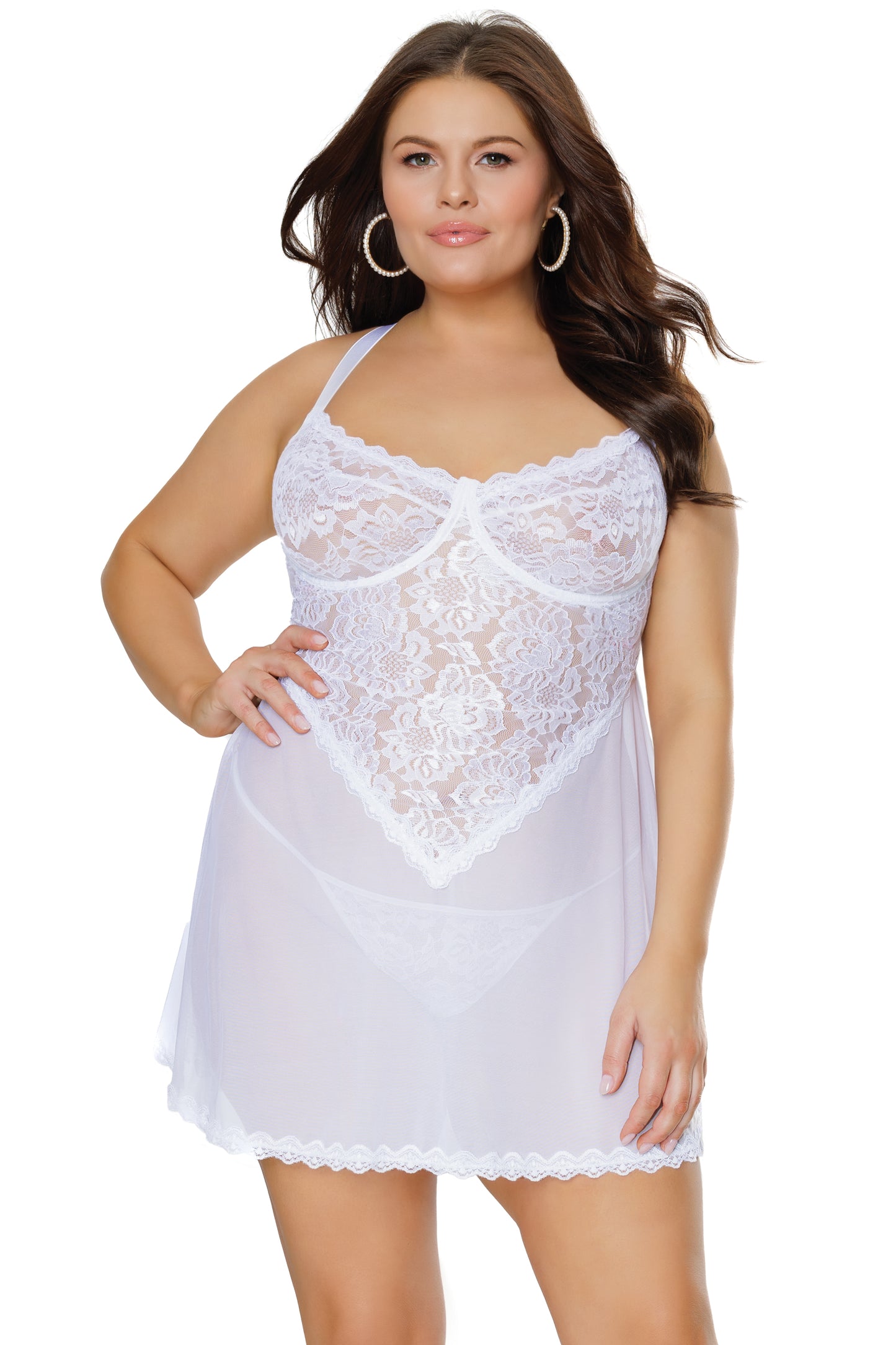 Babydoll and G-string 24125 - White