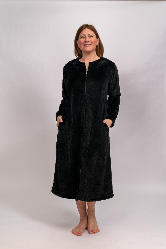 Soft Fleece Zip Front 48" Robe 21733 - Black