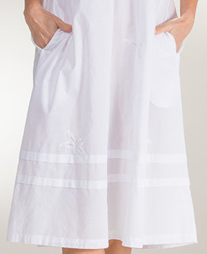 100% Cotton Short Sleeve Mid-Length Night Gown - Butterfly Dreams 1086G - White