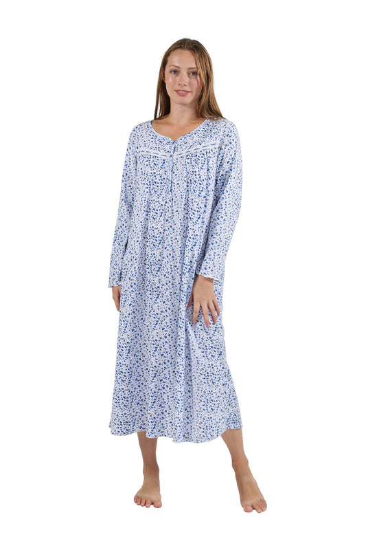 Women Long Sleeve 100% Cotton Nightgown Sleepwear Top Sleep Dress Nightshirt  New