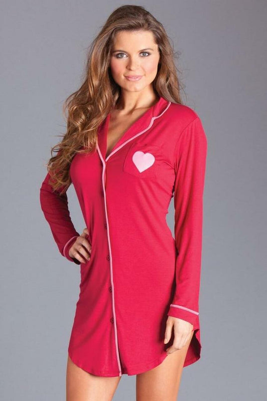 Stacey Nightshirt with Heart 1701 - Red