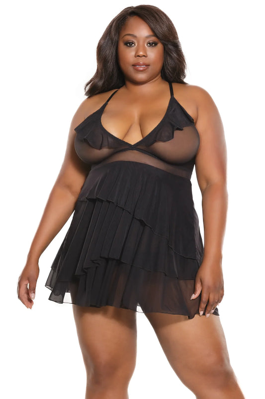 Tiered Babydoll with G-string 23106 - Black
