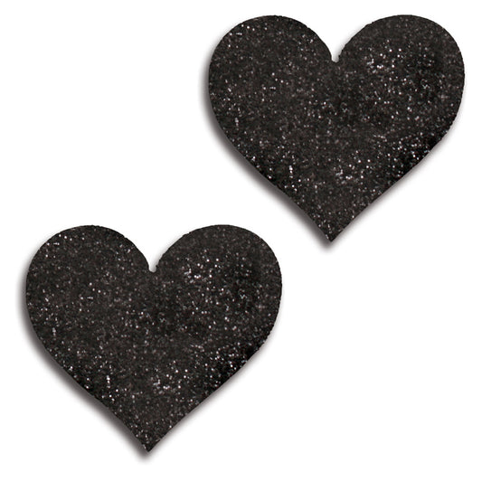Glitter Heart Pasties 31517 - Black