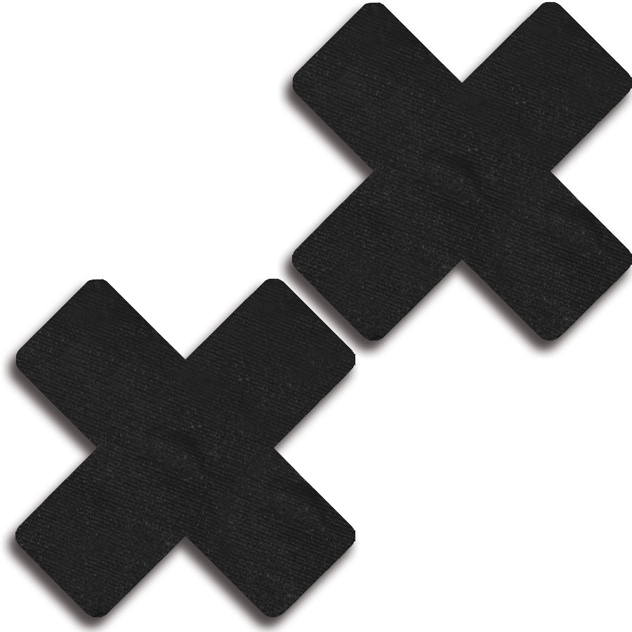 Satin Black Cross Pasties 31534 - Black
