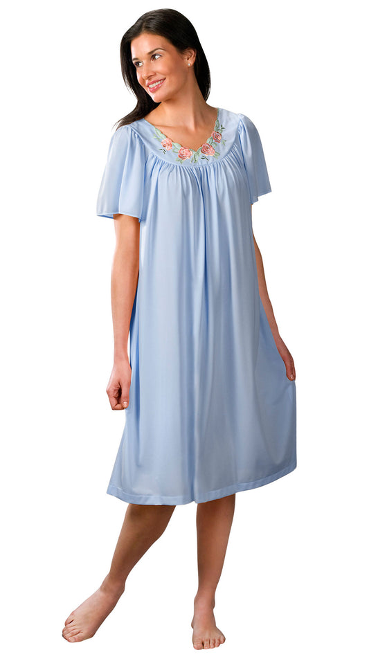 Short Flutter Sleeve Nightgown 36280 - Blue