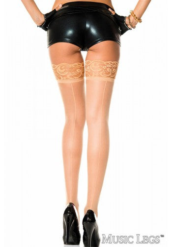Sheer Silicone Stay-Up Thigh High with Back Seam ML4150 - Beige