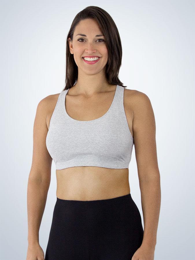 Light Impact Wireless Racerback Sports Bra 514 - Heather Grey