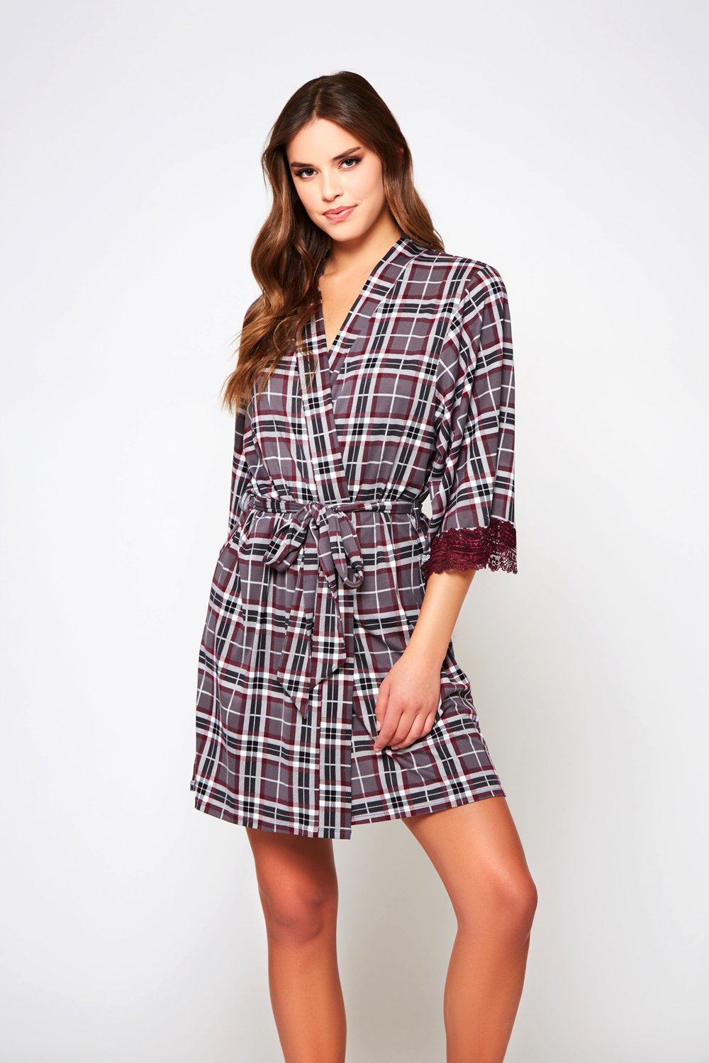 Jessie Robe 78117 - Burgundy Plaid