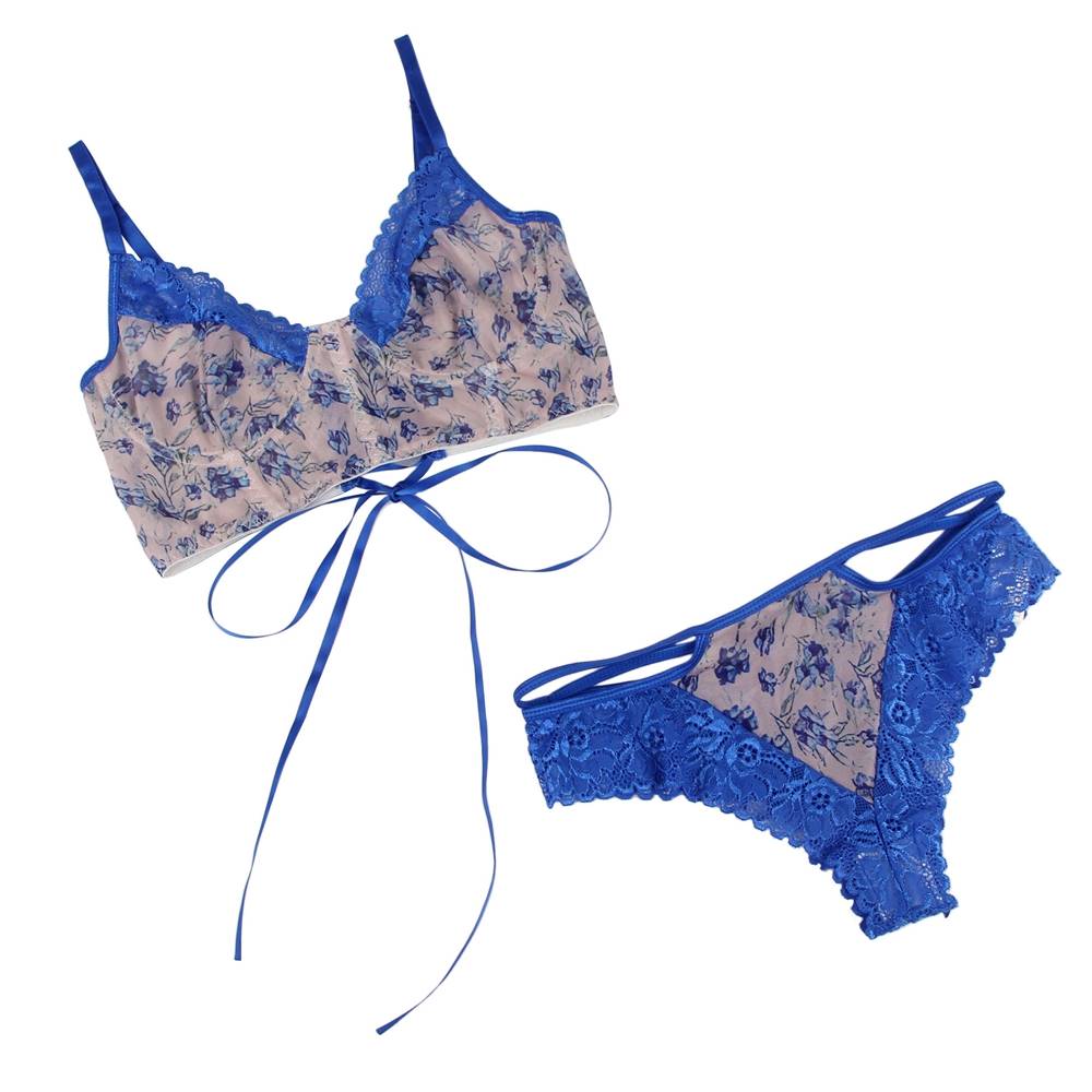 Floral Mesh Cheeky Panty 81078 - Blue