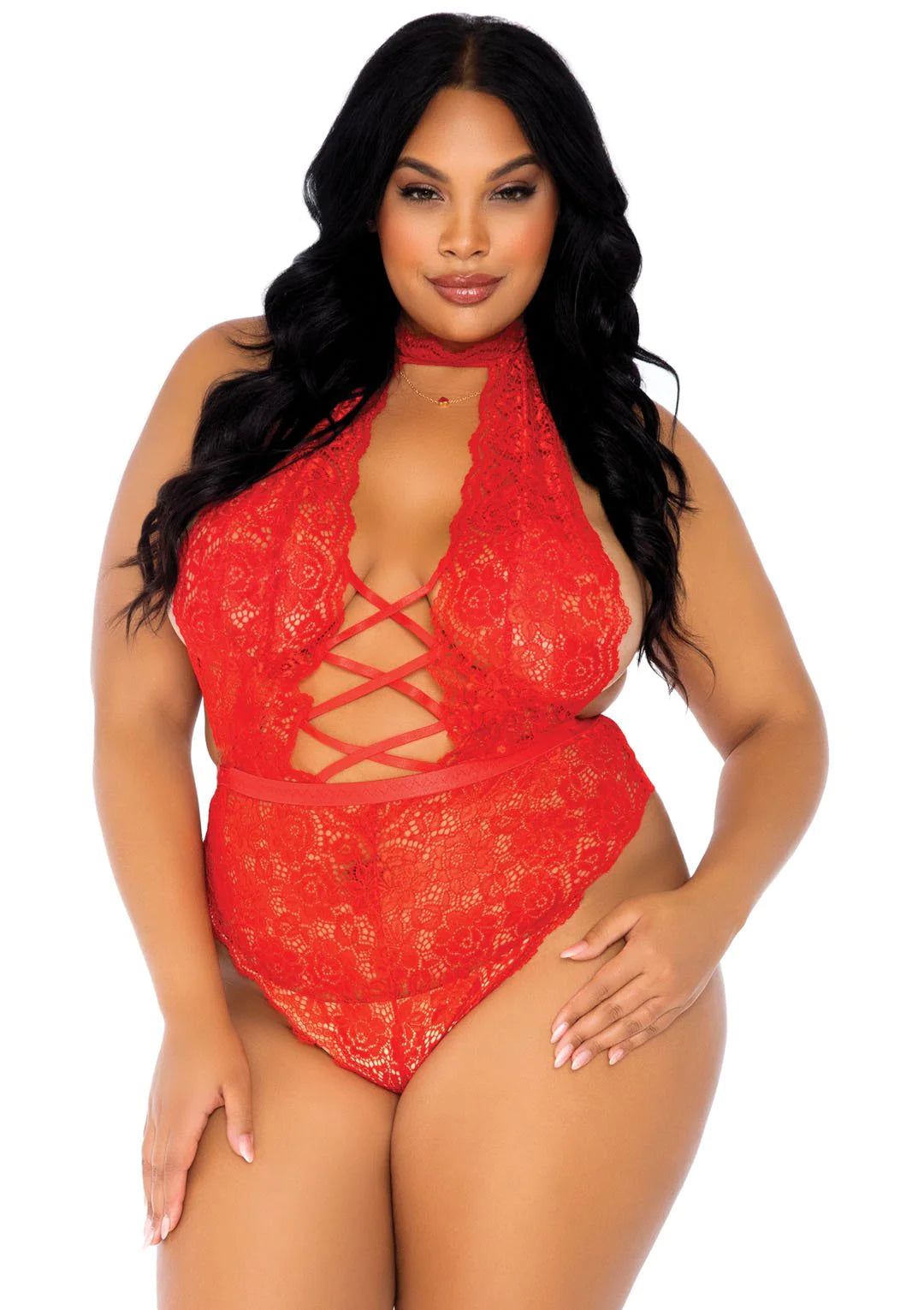 Insatiable Open Crotch Lace Teddy 89245 - Red