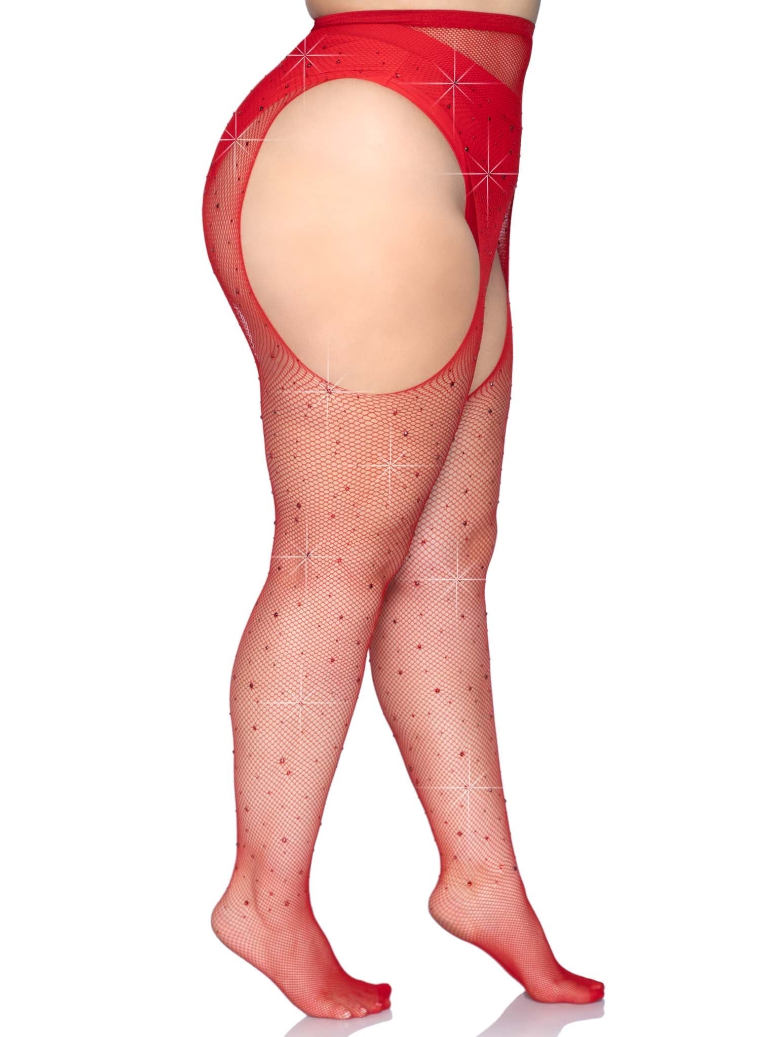 Rene Rofe Women's Industrial Net Suspender Bodystocking, Red, One Size :  : Clothing, Shoes & Accessories