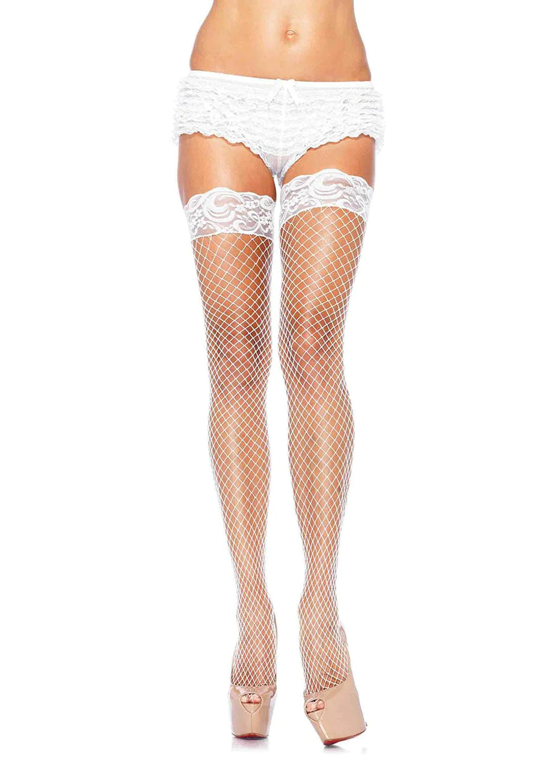 Industrial Net Silicone Stay-up Thigh Highs 9201 - White