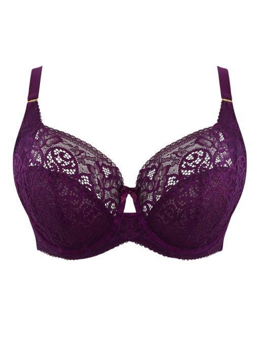 CLZOUD Pretty Bras Purple Lace Womens Lace Gathered Bra Straps Cup  Underwear (no Underwire) 95D