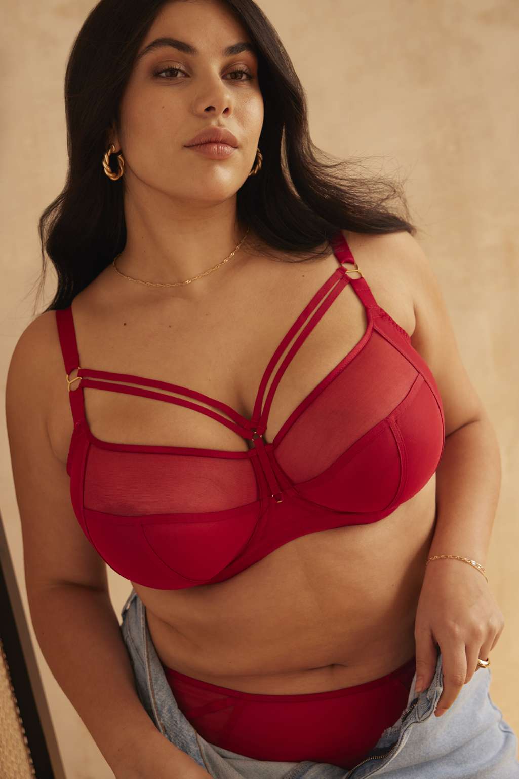 Dionne Strappy Full Cup Bra 9695 - Fiery Red