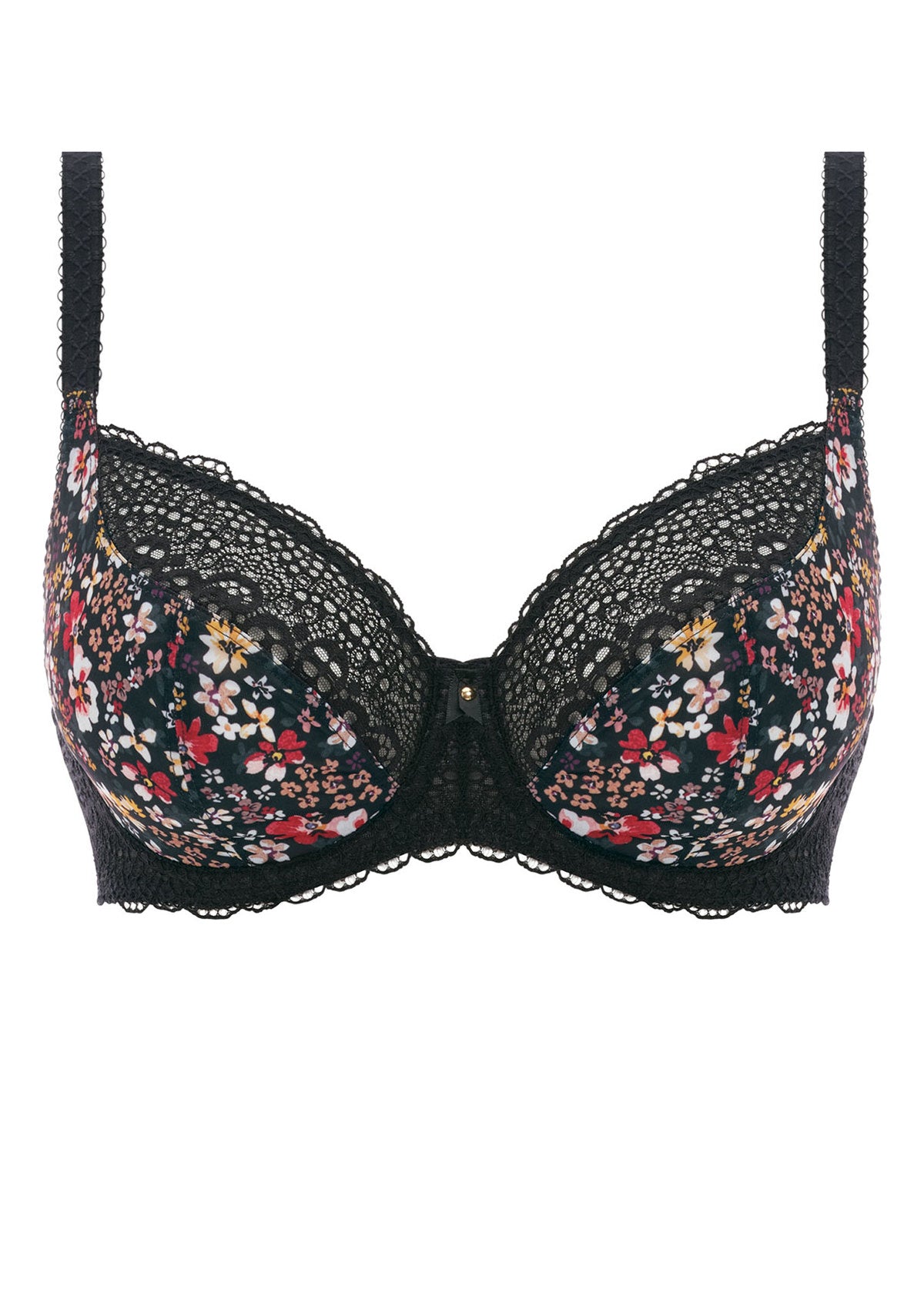 Boho Vibes Plunge Bra AA400702 - Black Floral