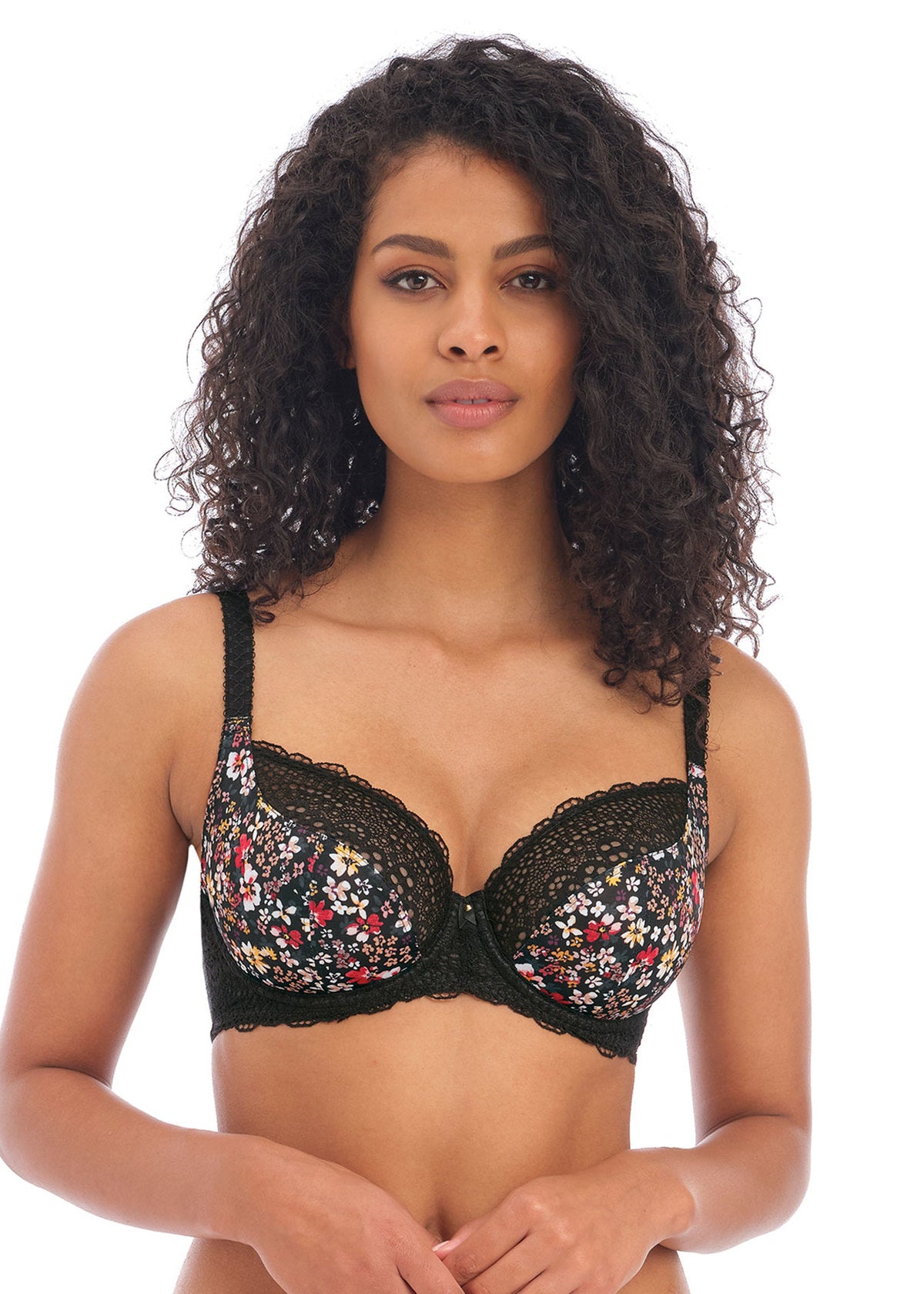 Boho Vibes Plunge Bra AA400702 - Black Floral