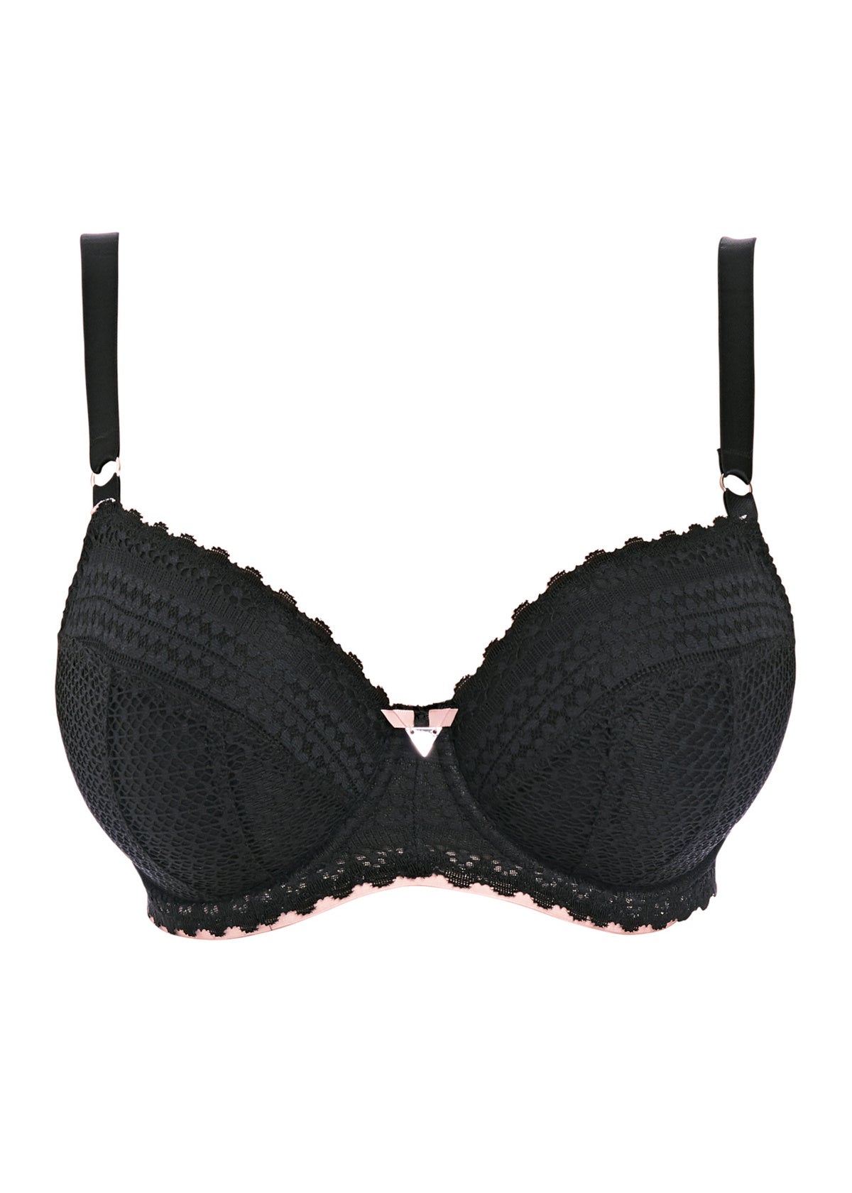 Daisy Lace Padded Half Cup Bra AA5133 - Black