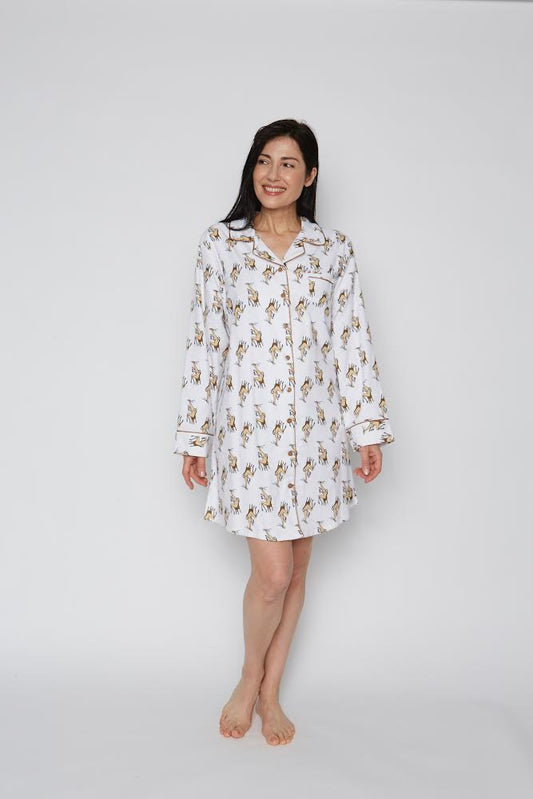 100% Cotton Flannel Night Shirt 12432 - Reindeer