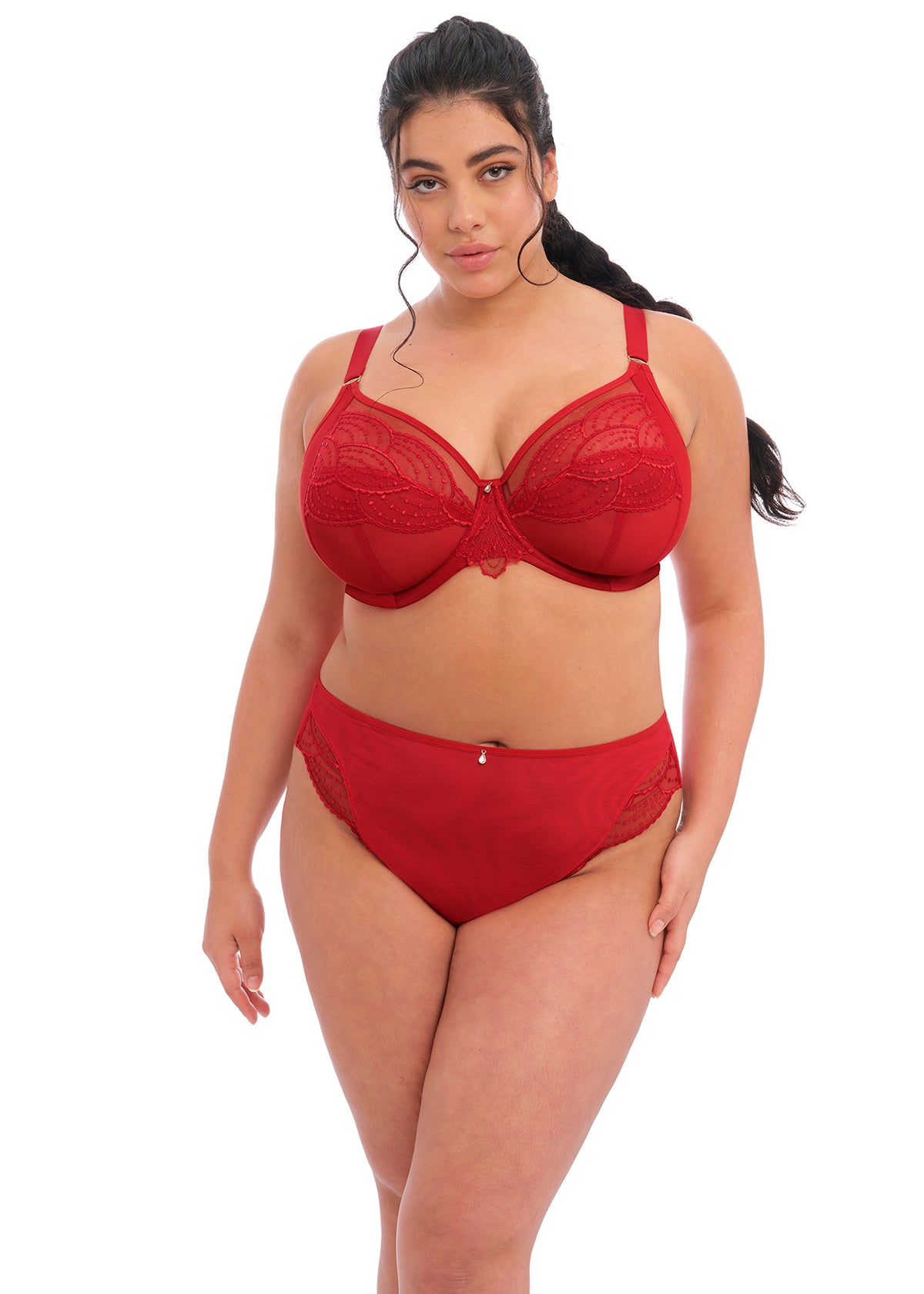 Adelea Plunge Underwired Bra in Red