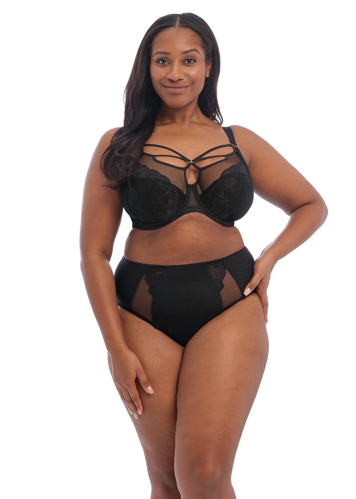 Brianna Strappy Underwire Plunge Bra EL8080 - Black