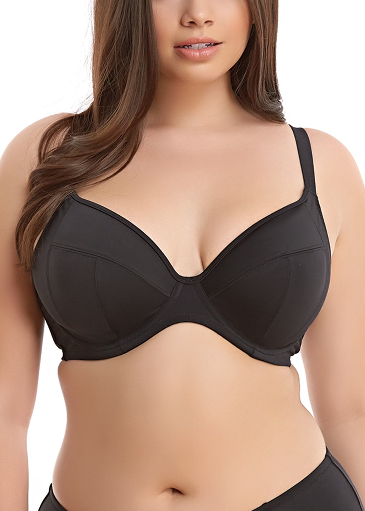 Essentials Underwire Plunge Bikini Swim Top ES7504 - Black