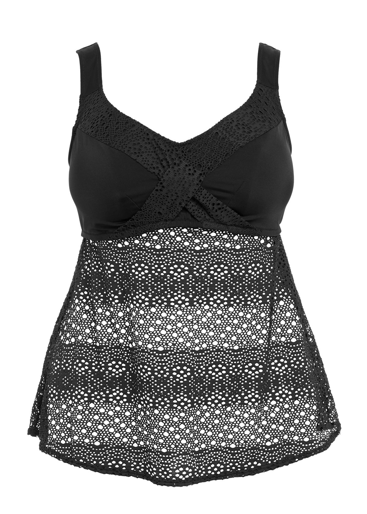 Indie Twist Front Tankini Top ES7535 - Black – Purple Cactus Lingerie