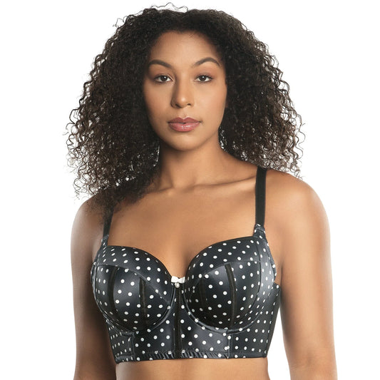 Charlotte Underwire Padded Longline Bra P6977 - Black Dot