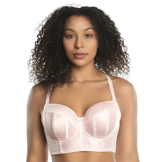 Charlotte Underwire Padded Longline Bra P6977 - Petal Pink Dot