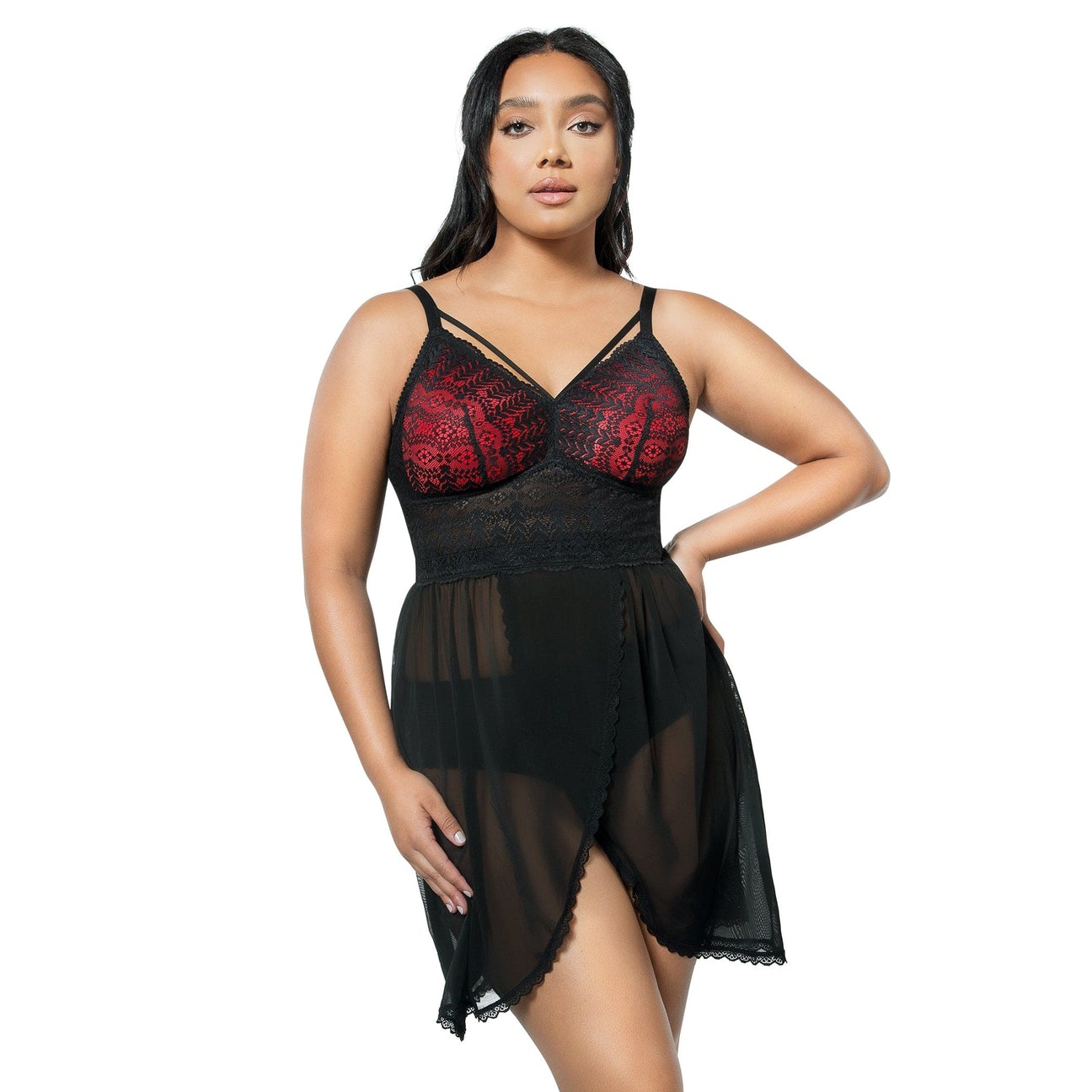 Mia Lace Wireless Chemise 5959 - Black