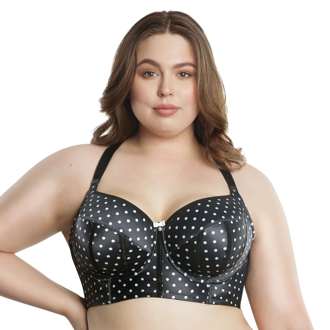 Charlotte Underwire Padded Longline Bra P6977 - Black Dot